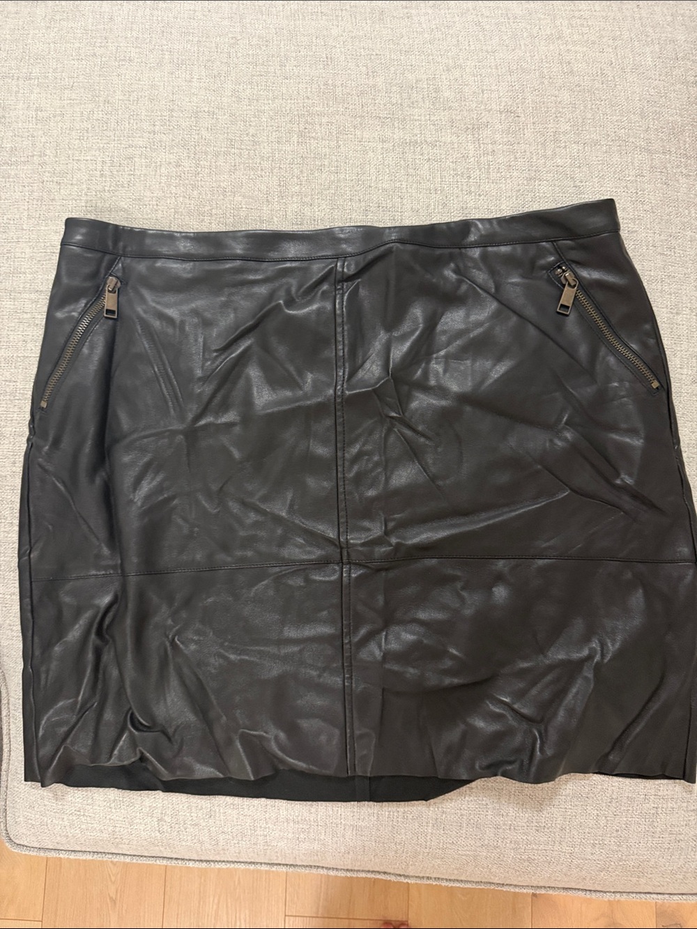 Banana Republic Black Faux Leather Mini Skirt with Zip Pockets